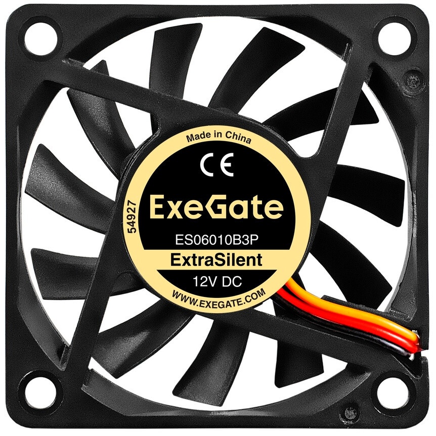 Вентилятор для корпуса ExeGate ExtraSilent ES06025B3P черный, 60 мм, 2500 об/мин, 17 дБ, 3 pin