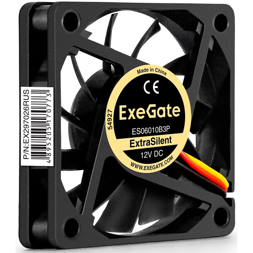 Вентилятор для корпуса ExeGate ExtraSilent ES06025B3P черный, 60 мм, 2500 об/мин, 17 дБ, 3 pin