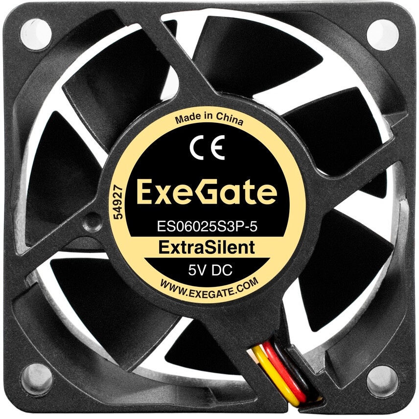 Вентилятор для корпуса ExeGate EX06010S3P-24 черный, 60 мм, 3000 об/мин, 24.1 дБ, 3 pin