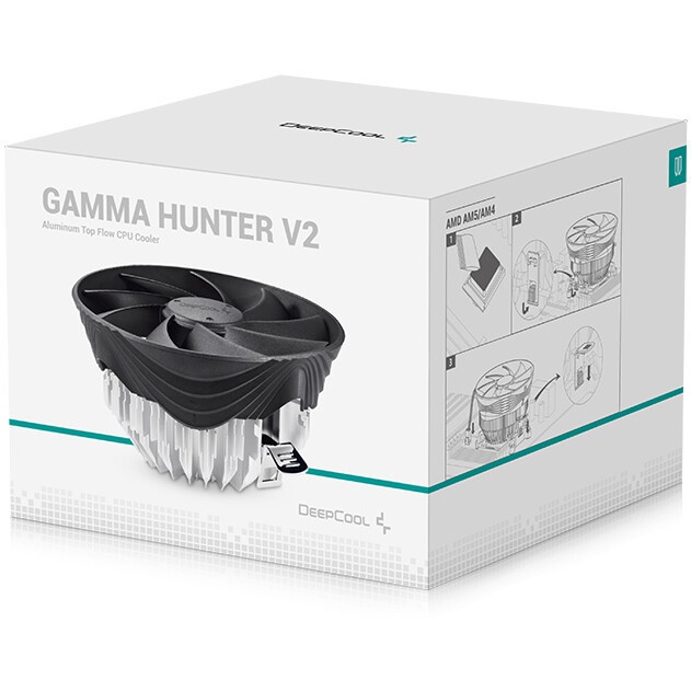 Кулер для процессора DEEPCOOL GAMMA HUNTER V2 черный/серебристый, 120 мм, алюминий, 1600 об/мин, 21