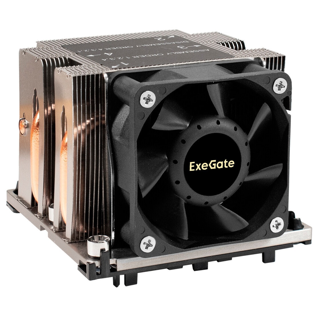 Кулер+направляющая планка ExeGate ESNK-P0068AP4.PWM.2U.3647.Cu + BKT-0126 (Al+Cu, 2U, 4 тепл. трубки