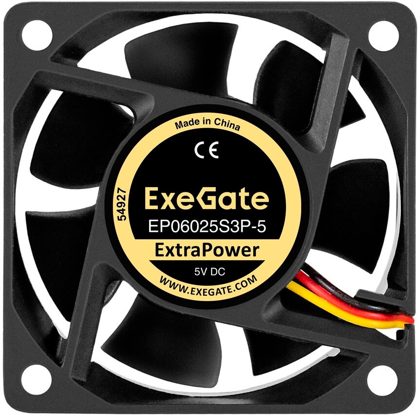 Вентилятор для корпуса ExeGate ExtraPower EP06010S3P черный, 60 мм, 3000 об/мин, 24 дБ, 3 pin
