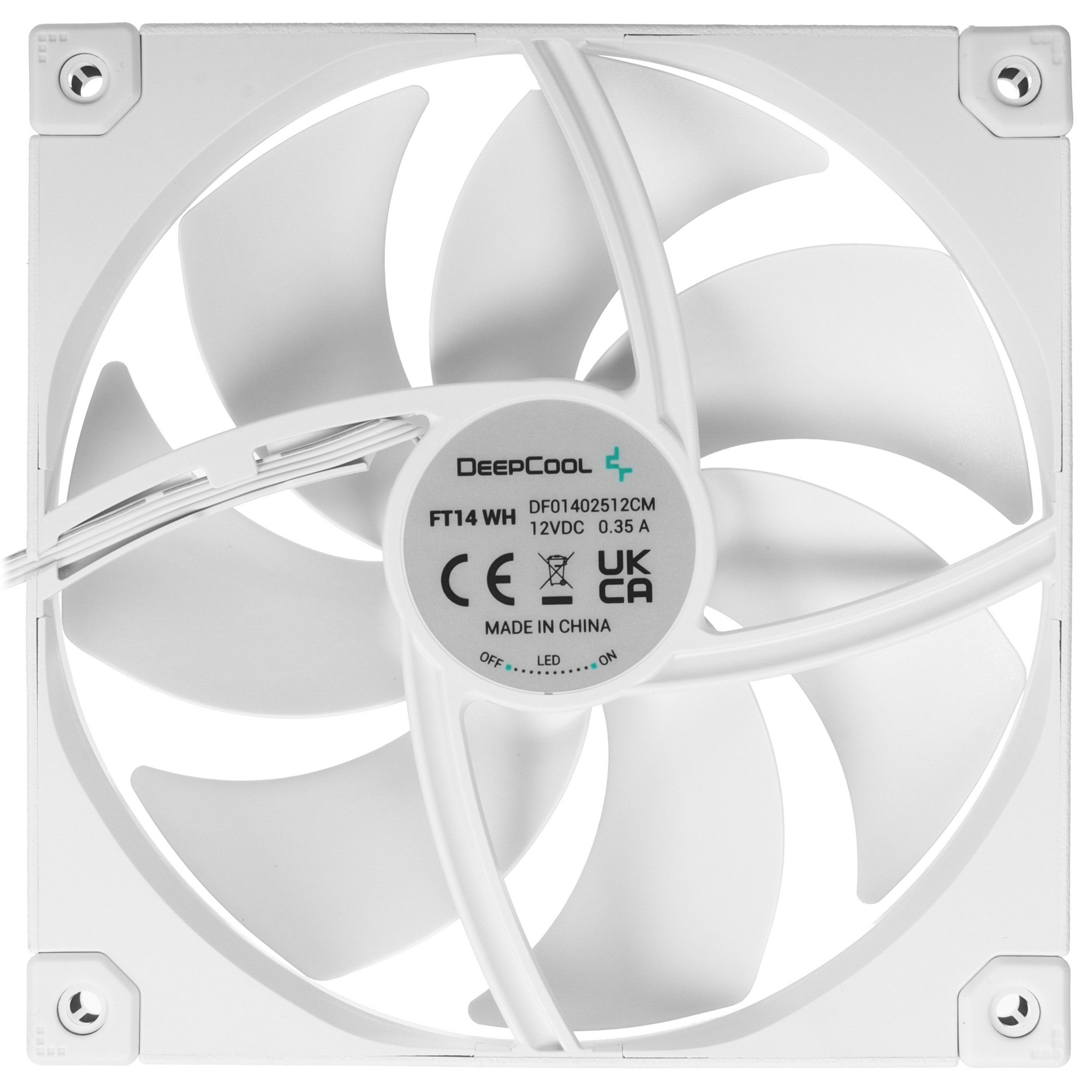 Вентилятор для корпуса DEEPCOOL FT14 белый, 140 мм, 1650 об/мин, 25.1 дБ, 4 pin