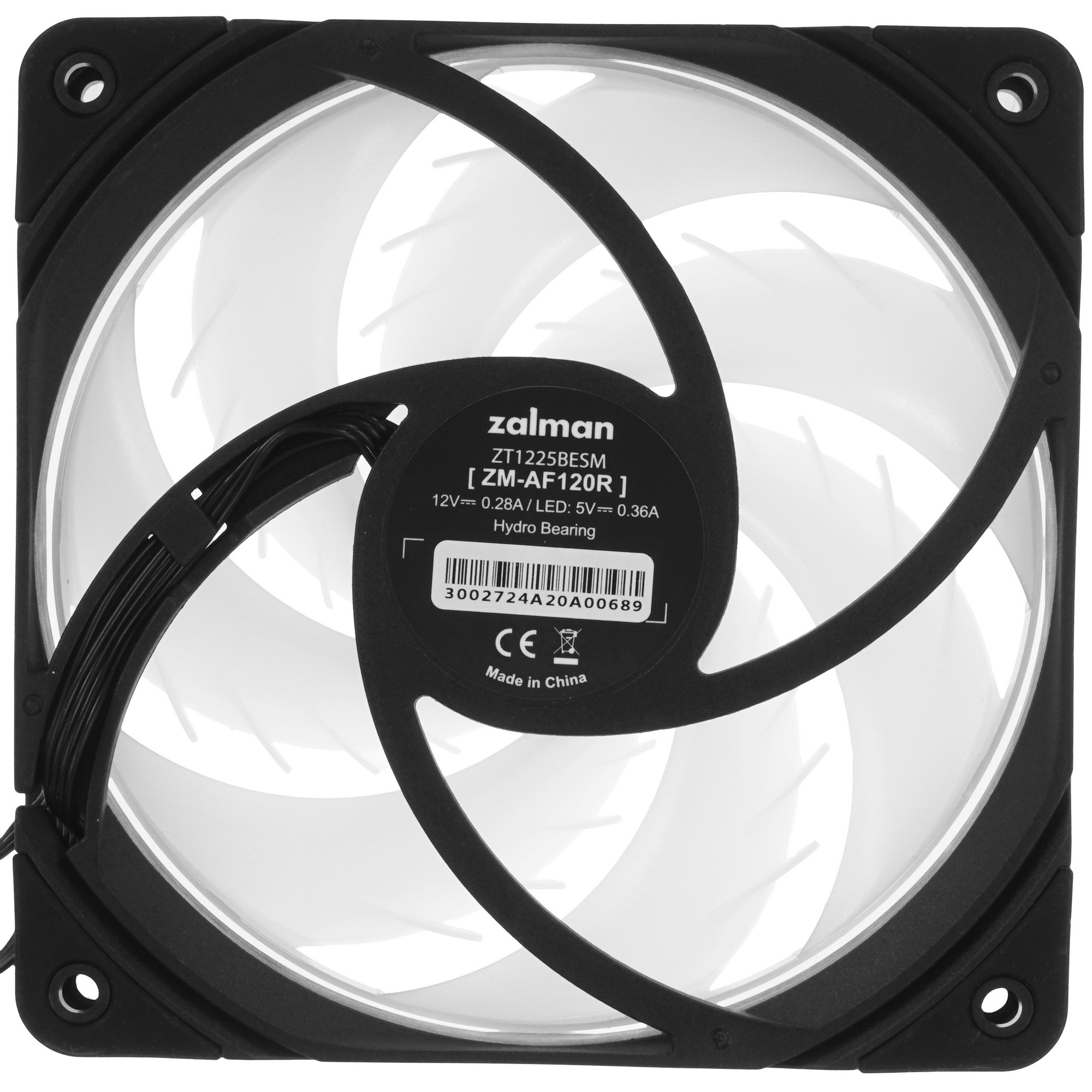 Вентилятор для корпуса Zalman ZM-AF120R ARGB черный, 120 мм, 1500 об/мин, 24.3 дБ, 4 pin