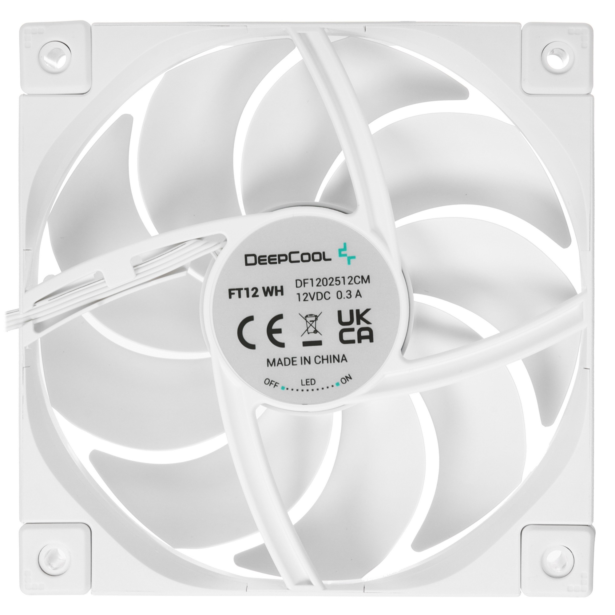 Вентилятор для корпуса DEEPCOOL FT12 белый, 120 мм, 2150 об/мин, 32 дБ, 4 pin