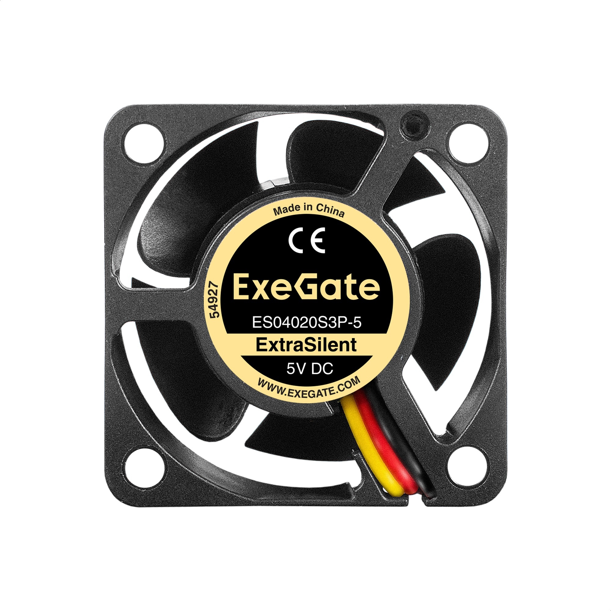 Вентилятор для корпуса ExeGate ExtraSilent ES04020S3P-5 черный, 40 мм, 4800 об/мин, 21 дБ, 3 pin