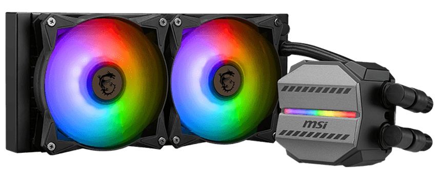 Жидкостная система охлаждения MSI MAG CORELIQUID M240 2x ARGB черный 120мм алюминий+медь 2000rpm 34.