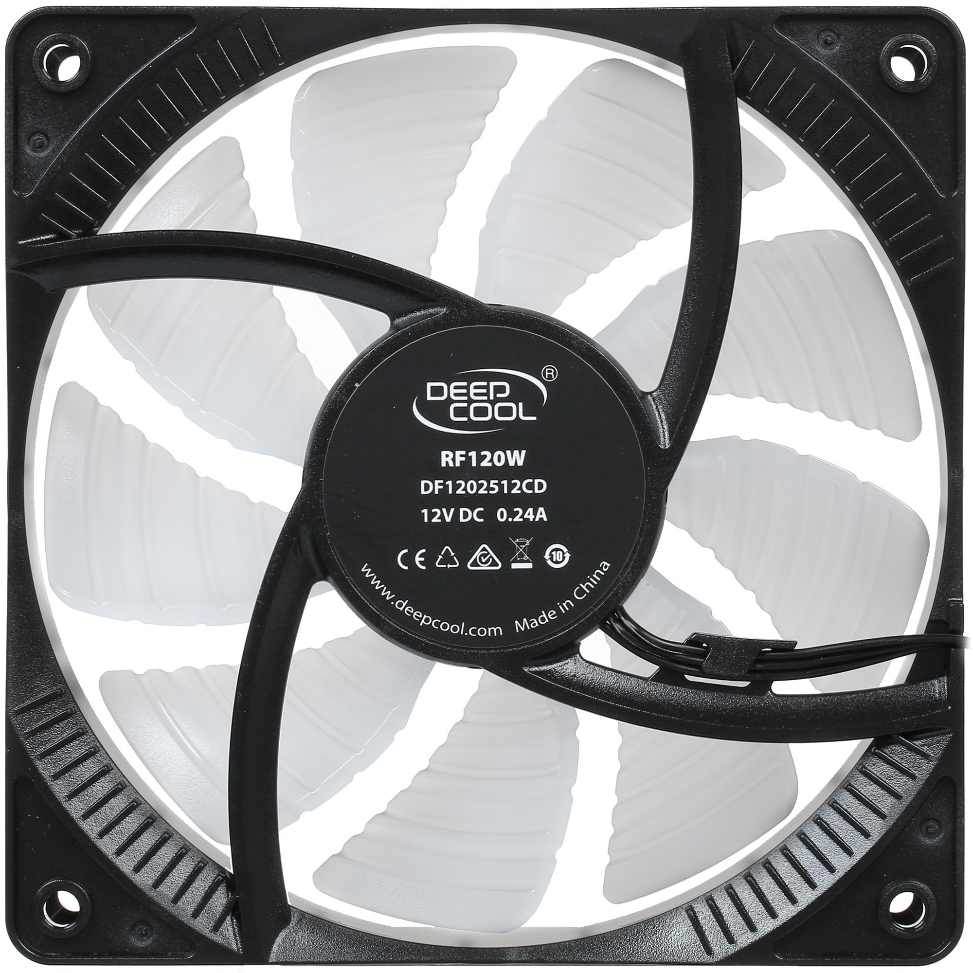 Вентилятор DEEPCOOL RF120W DP-FLED-RF120-WH черный 120мм 1300rpm 22db 4-pin