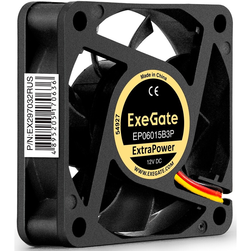 Вентилятор для корпуса ExeGate ExtraPower EP06015B3P черный, 60 мм, 5000 об/мин, 34 дБ, 3 pin