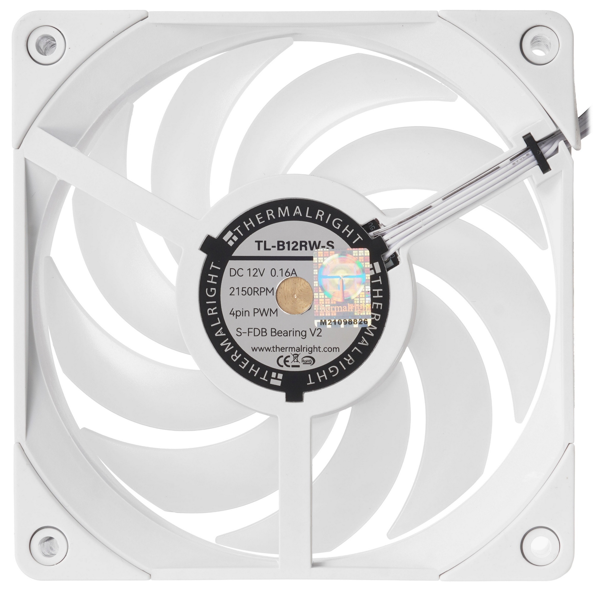 Вентилятор для корпуса Thermalright TL-B12RW-S белый, 120 мм, 2150 об/мин, 28.1 дБ, 4 pin