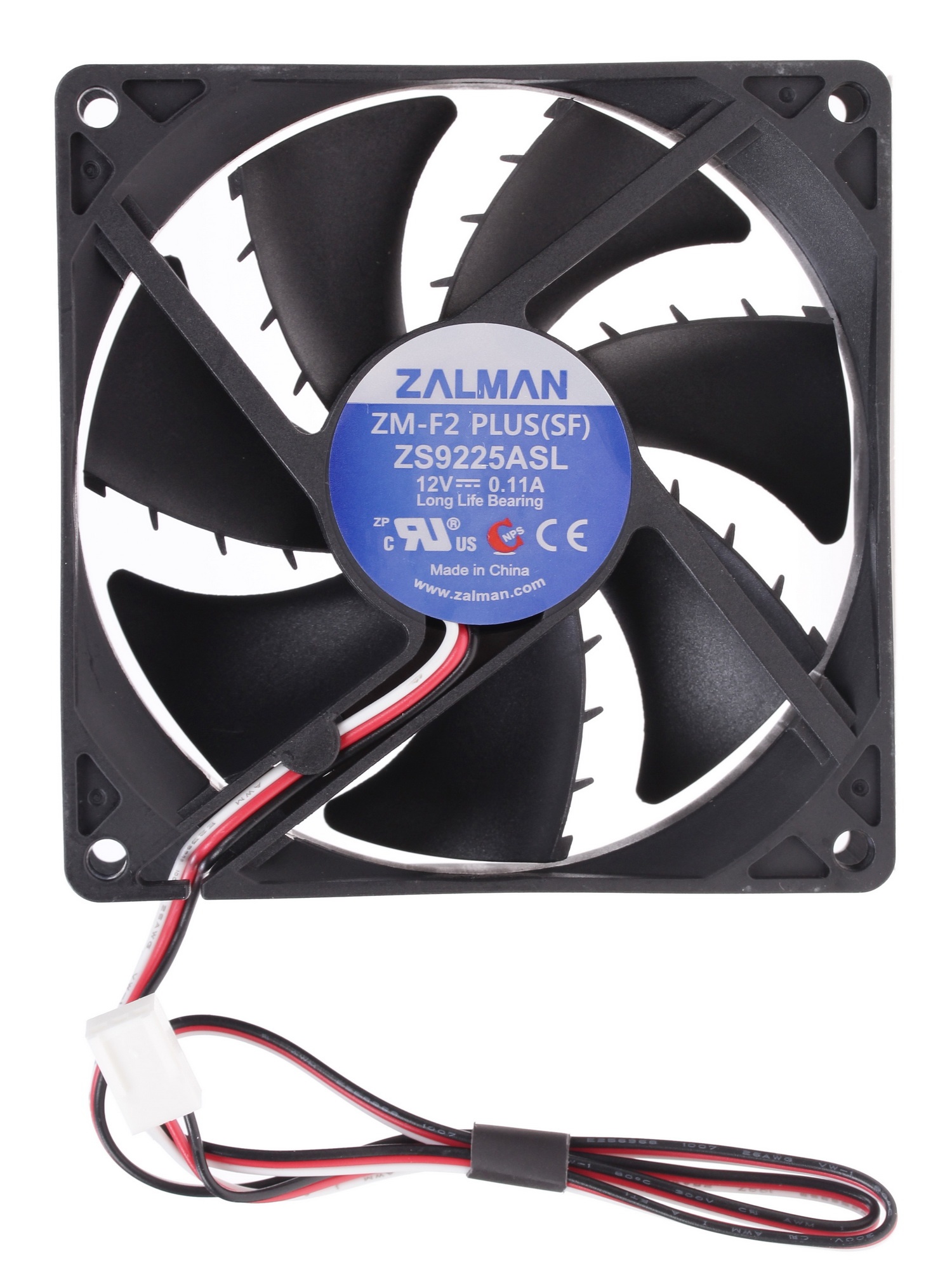 Вентилятор для корпуса Zalman ZM-F2 PLUS (SF) черный, 92 мм, 1500 об/мин, 23 дБ, 3 pin