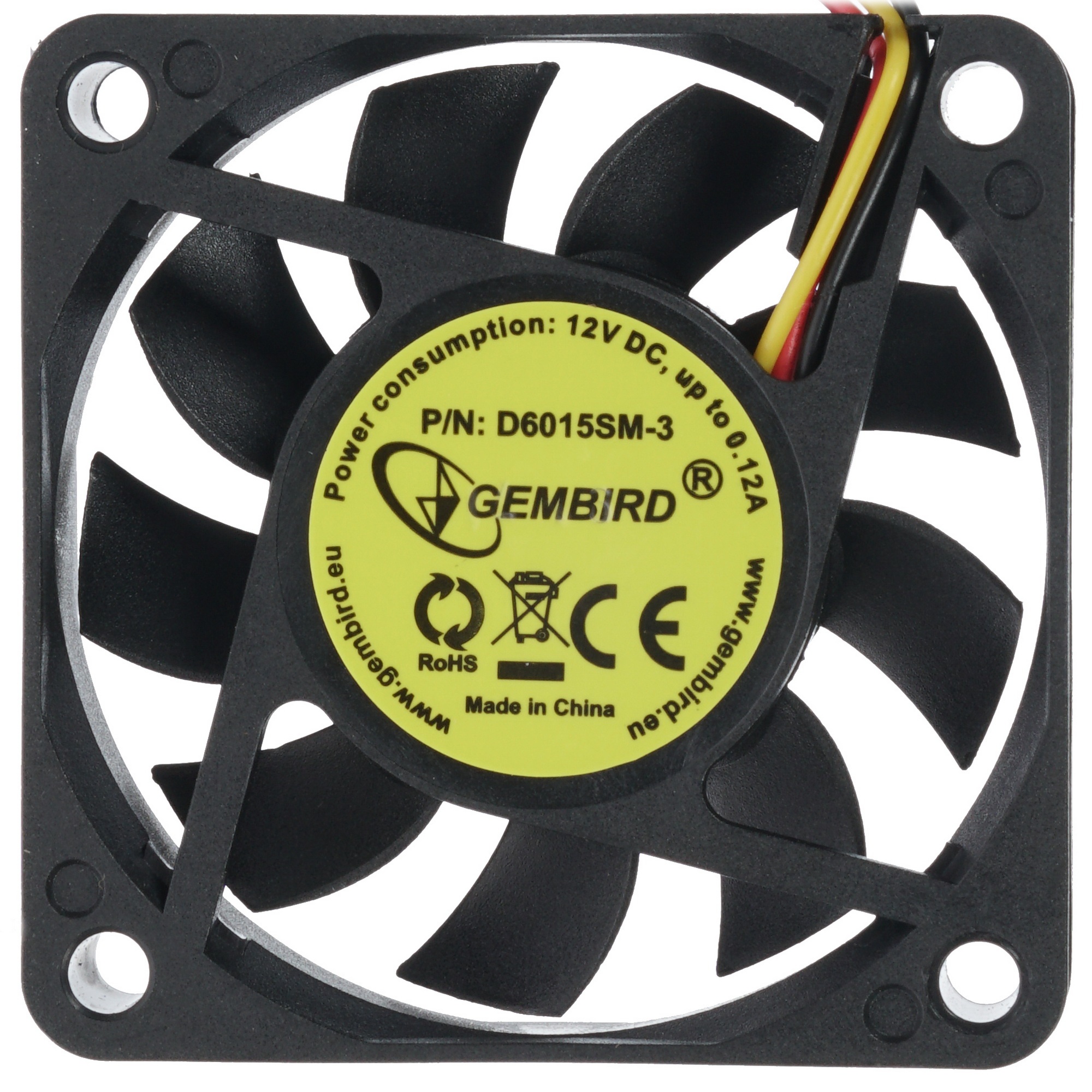Вентилятор для корпуса Gembird D6015SM-3 черный, 60 мм, 4000 об/мин, 25 дБ, 3 pin