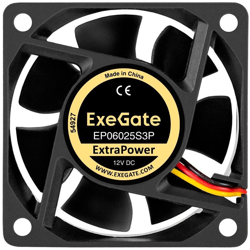 Вентилятор для корпуса ExeGate ExtraPower EP06015S3P черный, 60 мм, 4800 об/мин, 32 дБ, 3 pin