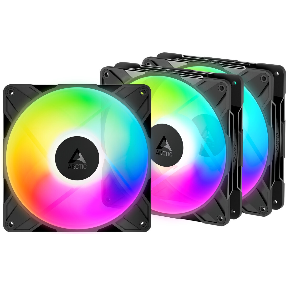 Комплект вентиляторов для корпуса Arctic P14 PWM PST A-RGB (3 шт.) черный, 140 мм, 1900 об/мин, 22.5
