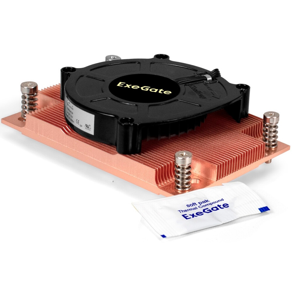 Кулер для процессора ExeGate ESNK-P0062AP4v2.PWM.1U.SP3.Cu медный, 80 мм, медь, 6300 об/мин, 63 дБ,