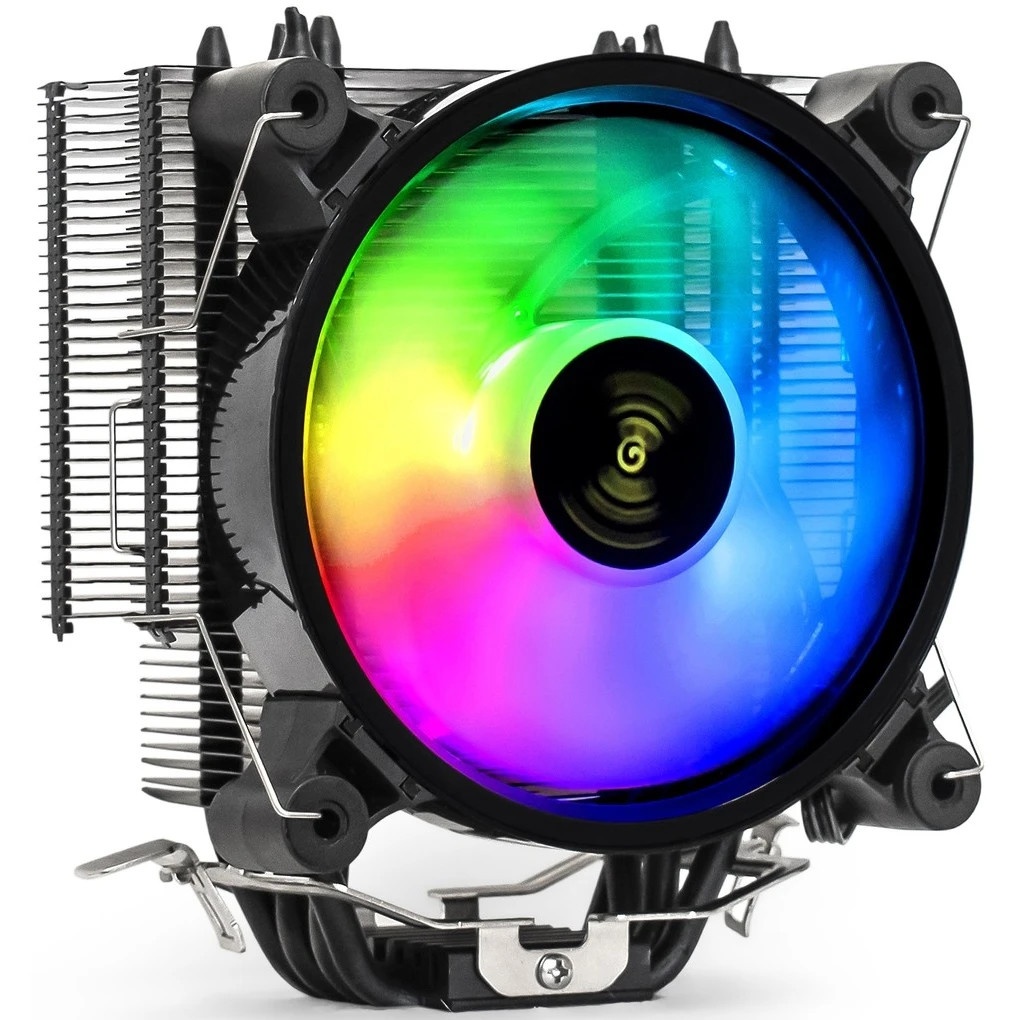 Кулер для процессора ExeGate Dark Magic EXX400V2-PWM.RGB серебристый, 120 мм, алюминий/медь, 2100 об