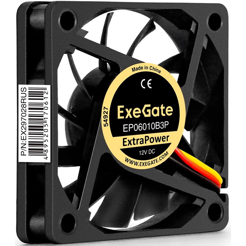 Вентилятор для корпуса ExeGate EX06025B3P-24 черный, 60 мм, 5100 об/мин, 34 дБ, 3 pin