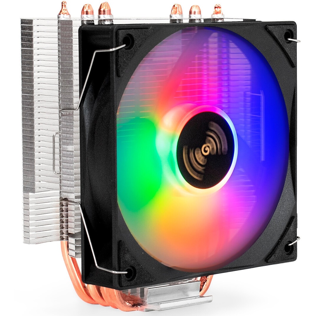 Кулер для процессора ExeGate Wizard EXX400V2-PWM.FRGB серебристый, 120 мм, алюминий/медь, 2400 об/ми