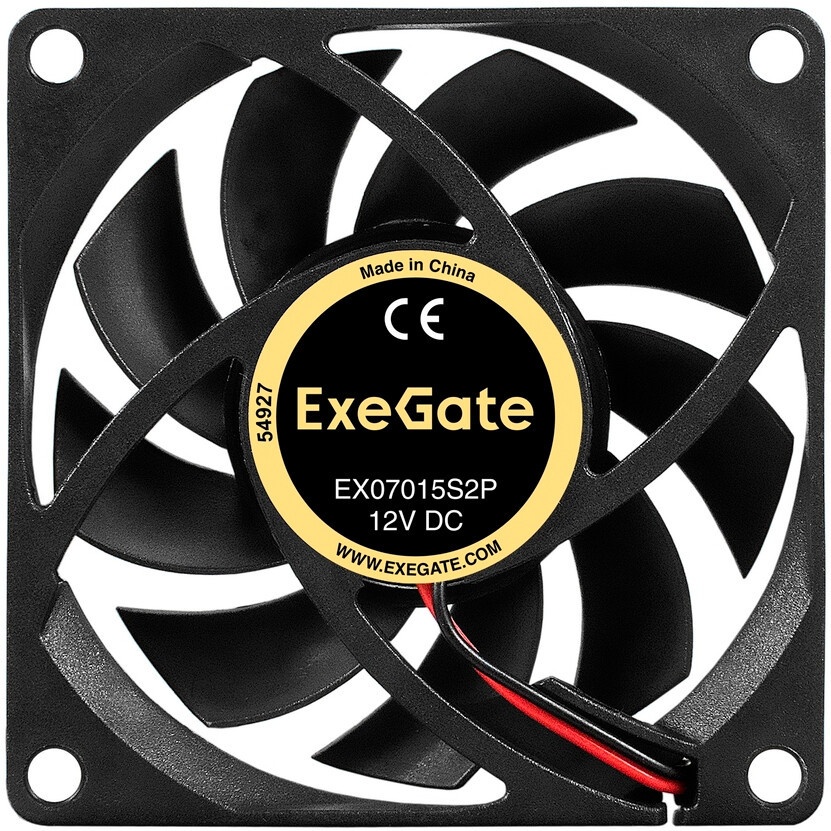 Вентилятор для корпуса ExeGate ExtraPower EP07015S2P черный, 70 мм, 3000 об/мин, 27 дБ, 2 pin