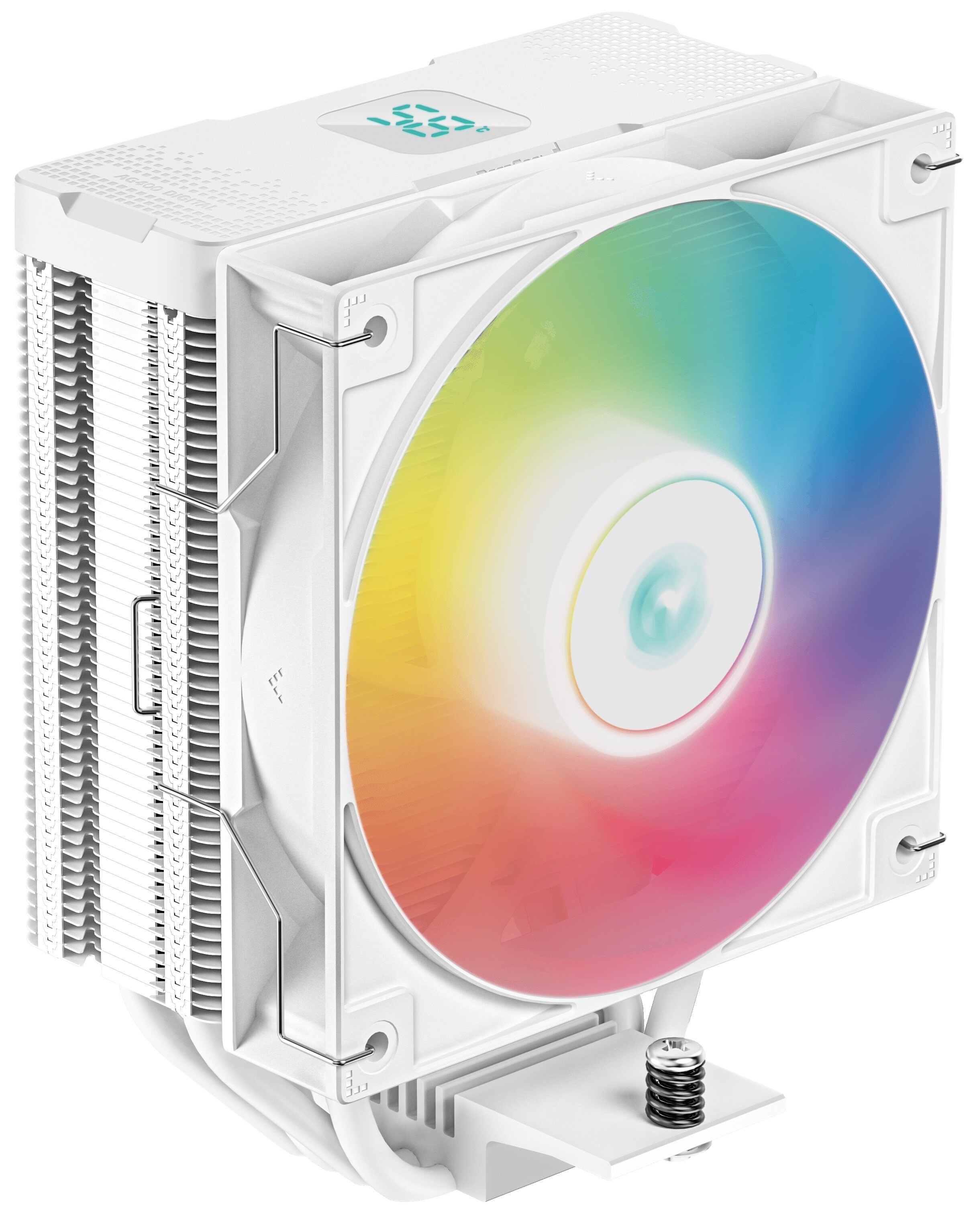 Кулер для процессора DEEPCOOL AG400 DIGITAL WH ARGB белый, 120 мм, алюминий/медь, 2100 об/мин, 31.6