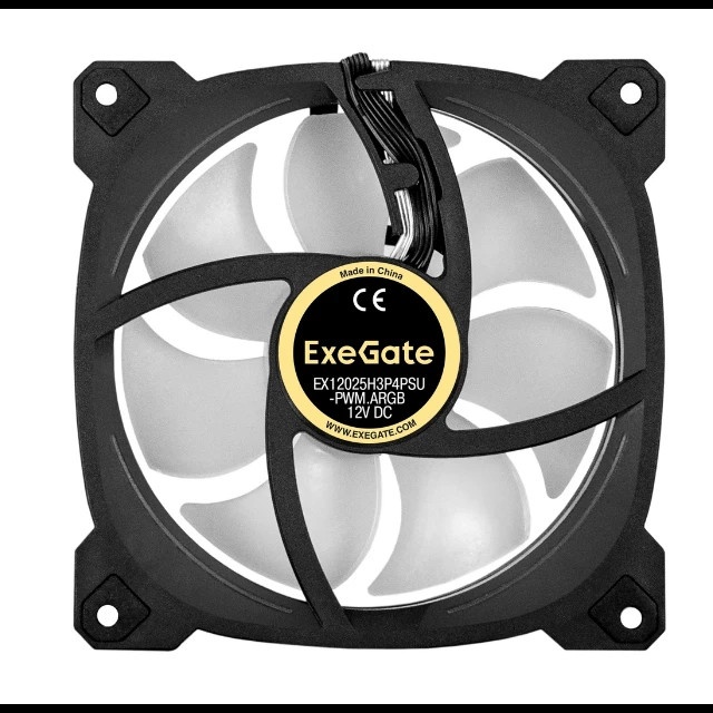 Вентилятор для корпуса ExeGate EX12025H3P4PSU-PWM.ARGB черный, 120 мм, 1800 об/мин, 26 дБ, 4 pin