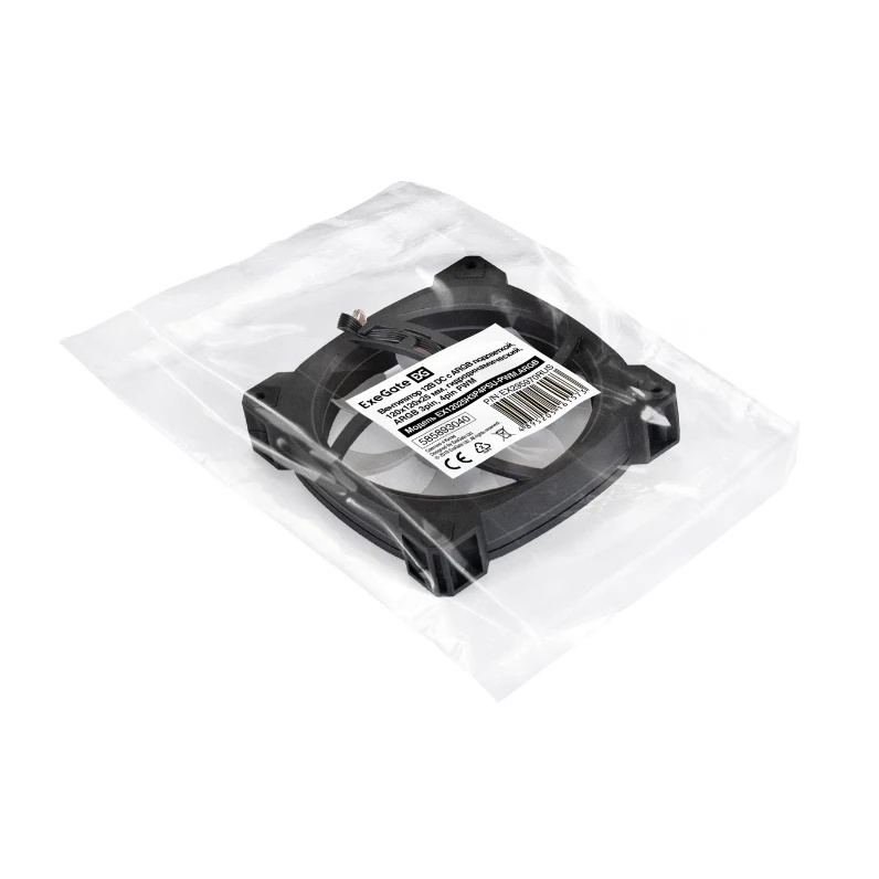 Вентилятор для корпуса ExeGate EX12025H3P4PSU-PWM.ARGB черный, 120 мм, 1800 об/мин, 26 дБ, 4 pin