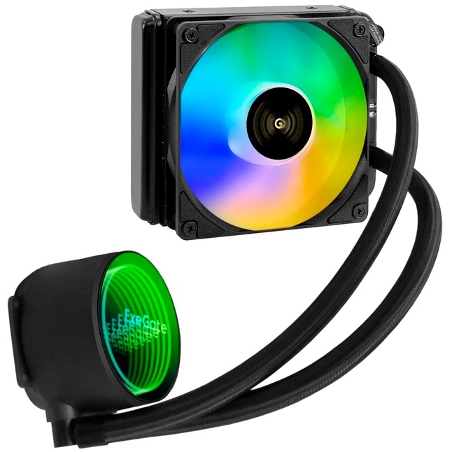 Комплект водяного охлаждения ExeGate BlackWater-120V3.PWM.ARGB (3 PIN 5V ADDRESSABLE RGB подсветка,