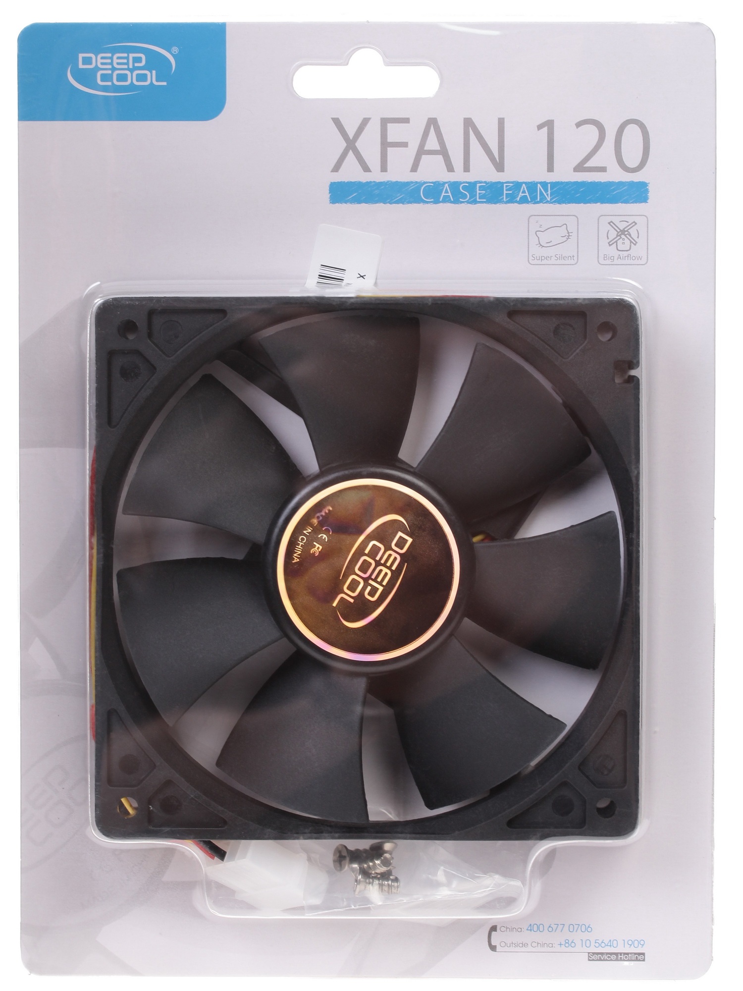 Вентилятор для корпуса DEEPCOOL XFAN 120 черный, 120 мм, 1300 об/мин, 23.7 дБ, 3 pin
