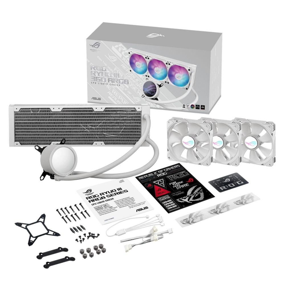 Жидкостная система охлаждения ASUS ROG RYUO III 360 ARGB белый, 120 мм, алюминий, 2200 об/мин, 36.45