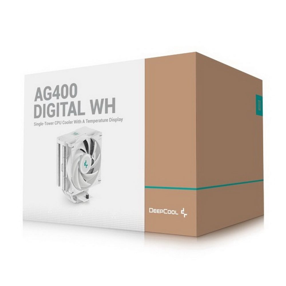 Кулер для процессора DEEPCOOL AG400 DIGITAL WH белый, 120 мм, алюминий/медь, 2100 об/мин, 31.6 дБ, 4