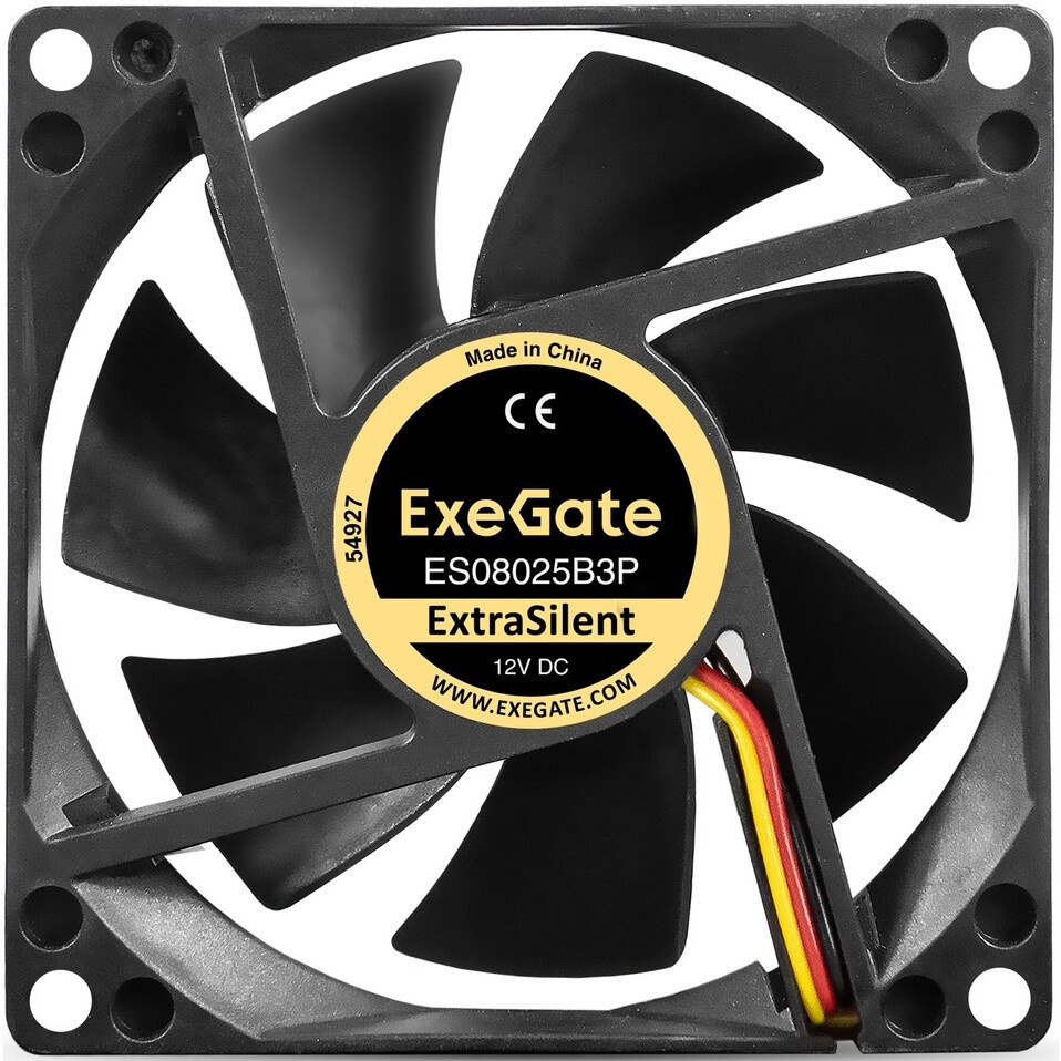 Вентилятор для корпуса ExeGate EX08015S3P-24 черный, 80 мм, 2500 об/мин, 30.1 дБ, 3 pin