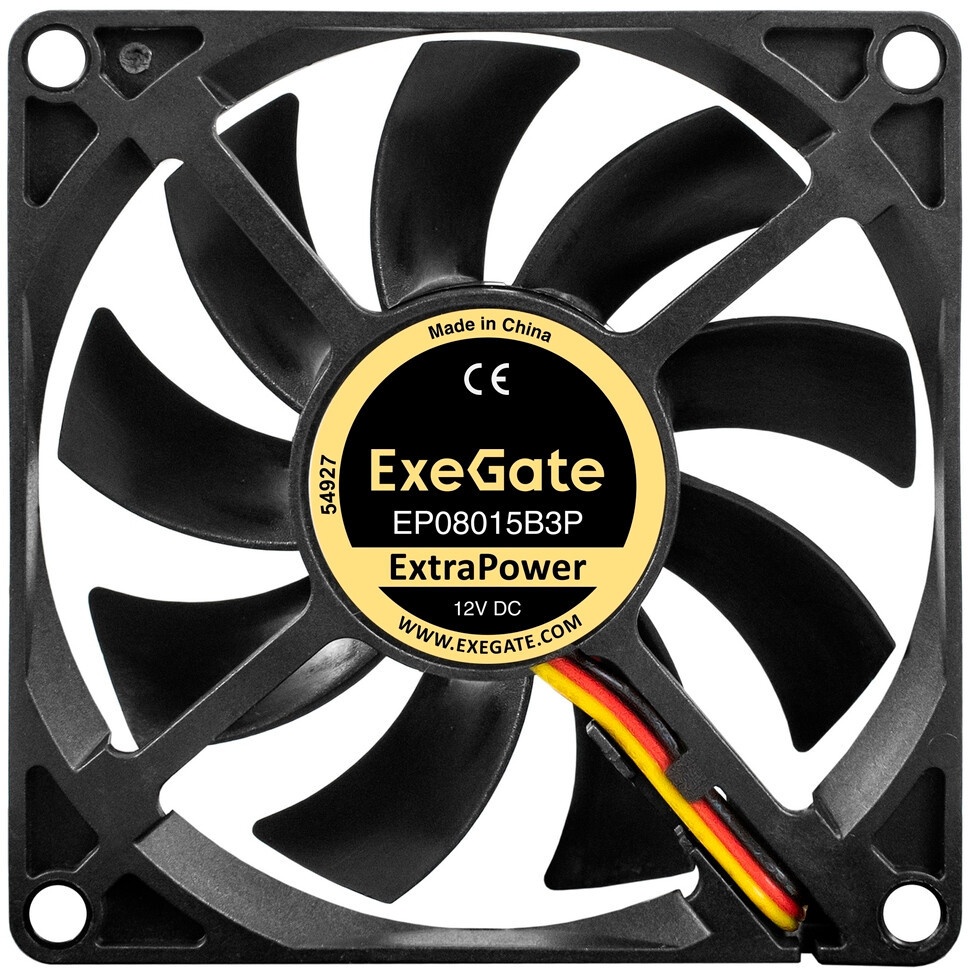 Вентилятор для корпуса ExeGate EX08015S3P-24 черный, 80 мм, 2500 об/мин, 30.1 дБ, 3 pin