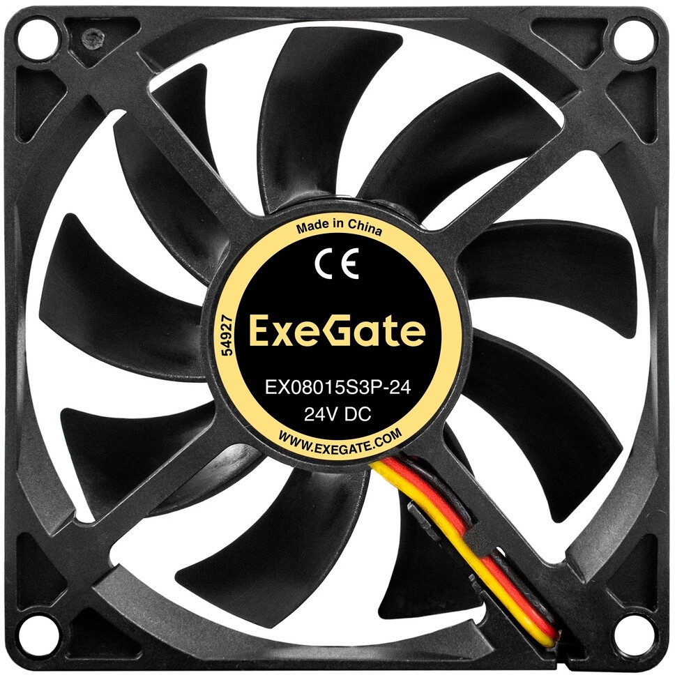 Вентилятор для корпуса ExeGate EX08015S3P-24 черный, 80 мм, 2500 об/мин, 30.1 дБ, 3 pin