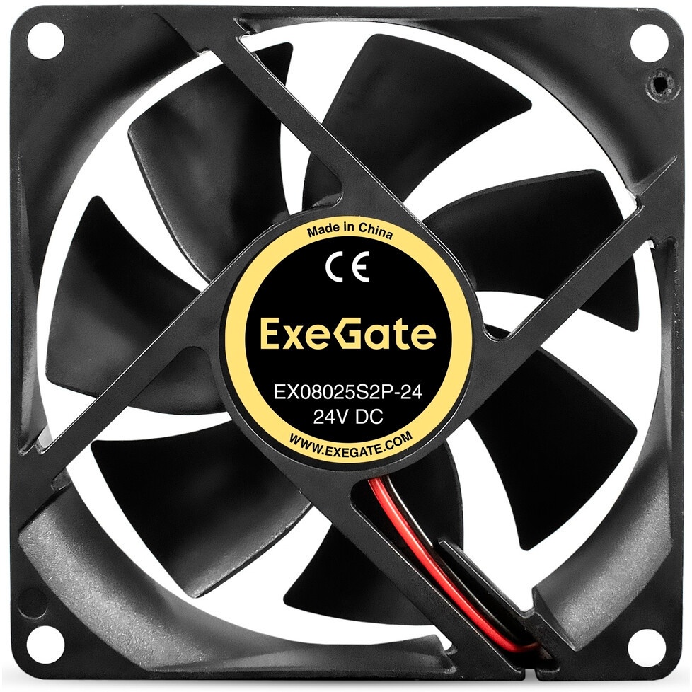 Вентилятор для корпуса ExeGate EX08015S3P-24 черный, 80 мм, 2500 об/мин, 30.1 дБ, 3 pin