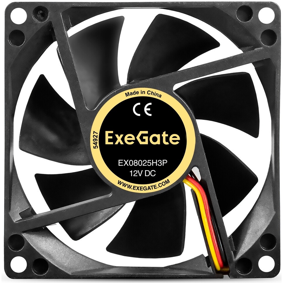 Вентилятор для корпуса ExeGate EX08025H3P черный, 80 мм, 2000 об/мин, 19 дБ, 3 pin