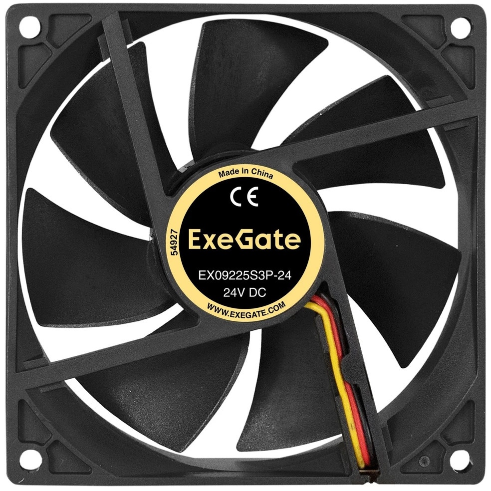 Вентилятор для корпуса ExeGate EX09225S3P-24 черный, 92 мм, 2800 об/мин, 34 дБ, 3 pin
