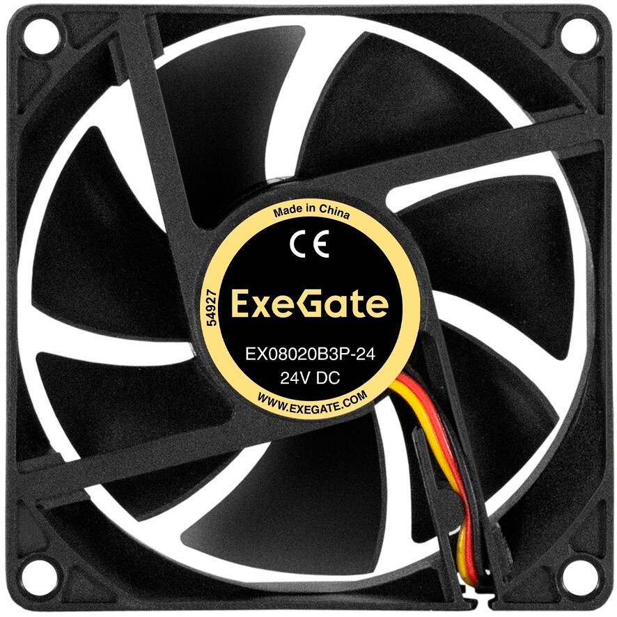 Вентилятор для корпуса ExeGate EX08025B3P-24 черный, 80 мм, 2900 об/мин, 30.6 дБ, 3 pin