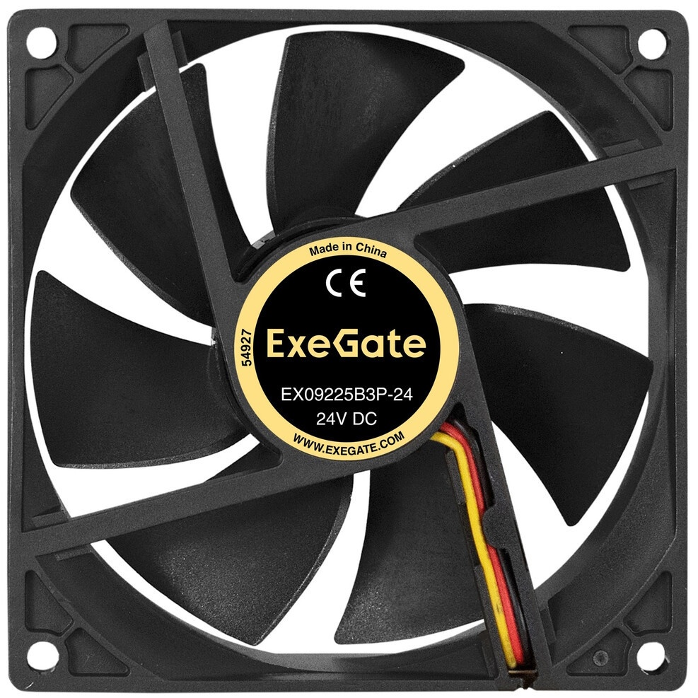 Вентилятор для корпуса ExeGate EX09225B3P-24 черный, 92 мм, 2750 об/мин, 35 дБ, 3 pin