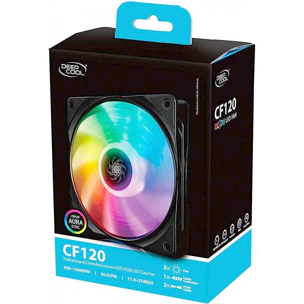 Комплект вентиляторов для корпуса DEEPCOOL CF120-3 IN 1 черный, 120 мм, 1500 об/мин, 27 дБ, 4 pin
