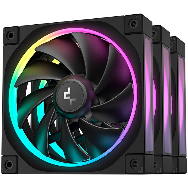Комплект вентиляторов для корпуса DEEPCOOL CF120-3 IN 1 черный, 120 мм, 1500 об/мин, 27 дБ, 4 pin