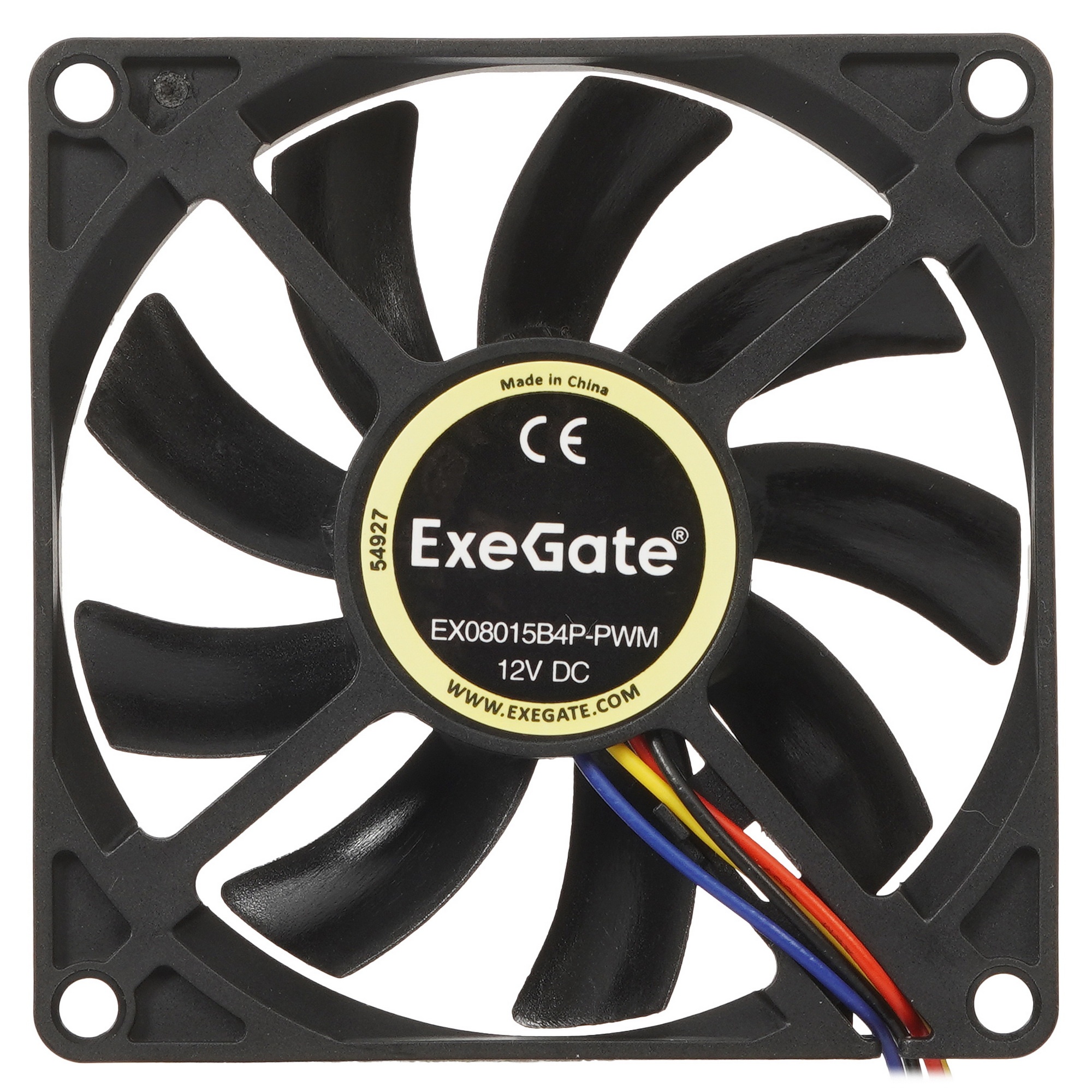 Вентилятор для корпуса ExeGate EX08015B4P-PWM черный, 80 мм, 2500 об/мин, 25 дБ, 4 pin