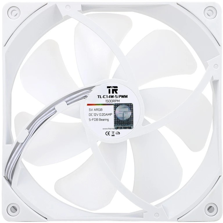 Кулер для корпуса Thermalright TL-C14W-Sx3 белый (140x140x26mm, 4-pin PWM, ARGB, 74.3CFM, 26.6dBA, 1