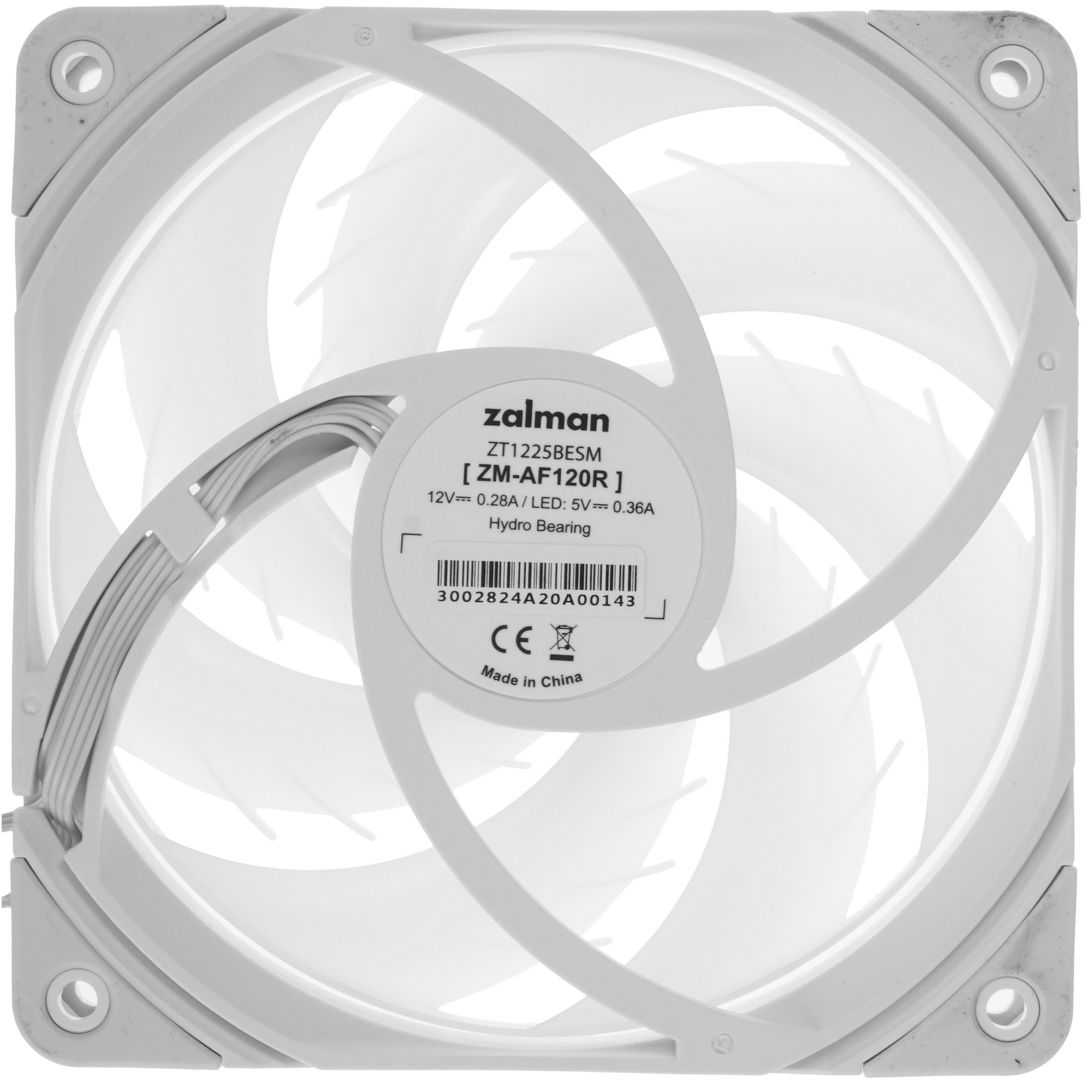 Вентилятор для корпуса Zalman ZM-AF120R ARGB белый, 120 мм, 1500 об/мин, 24.3 дБ, 4 pin