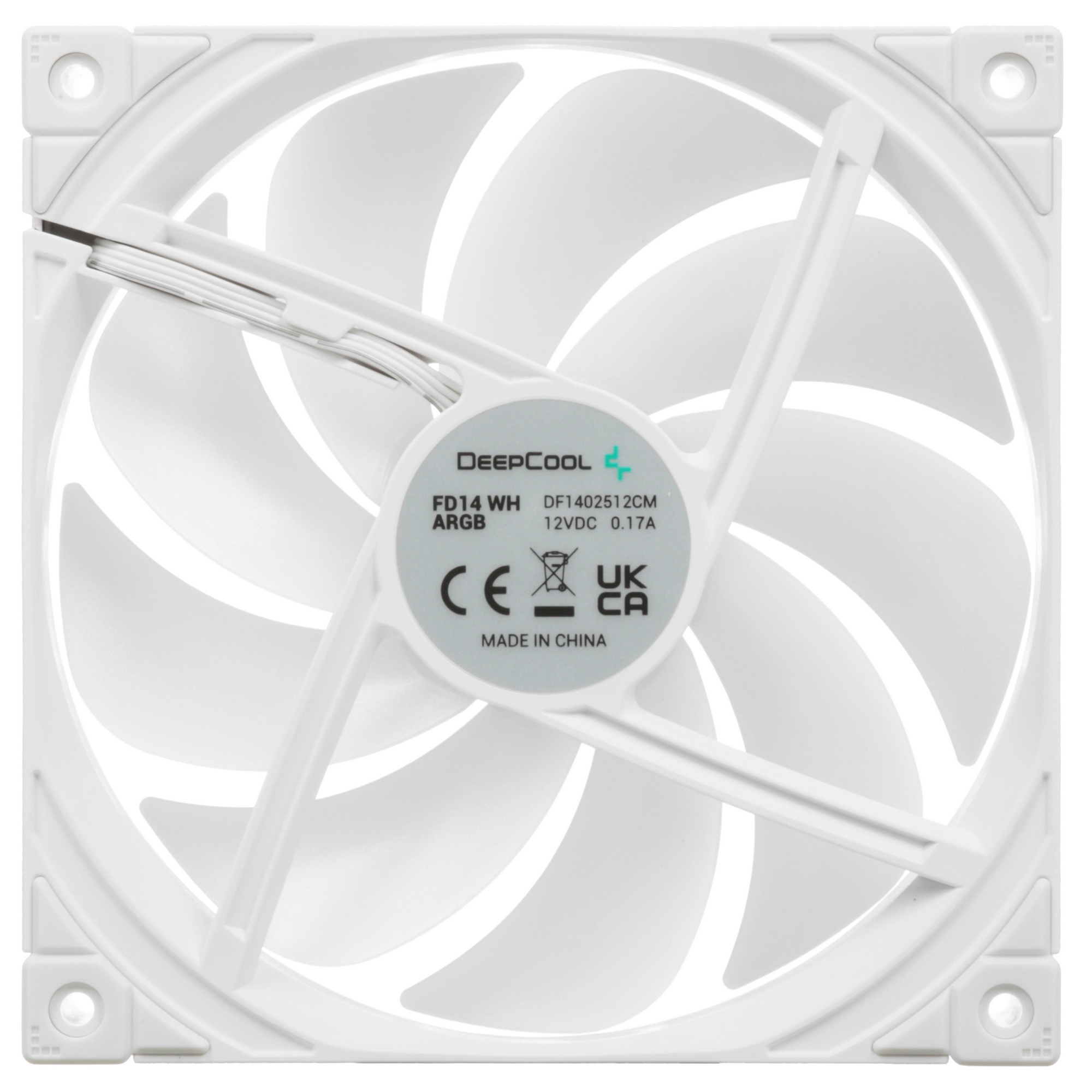 Вентилятор для корпуса DEEPCOOL FD14 ARGB белый, 140 мм, 1650 об/мин, 25.2 дБ, 4 pin