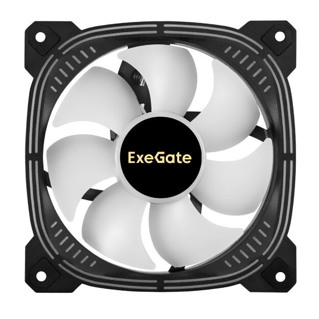 Вентилятор для корпуса ExeGate EX12025H6PYH-PWM.ARGB черный/белый, 120 мм, 1200 об/мин, 33 дБ, 6 pin