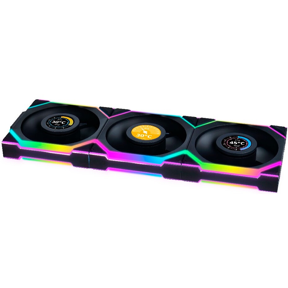 Корпусный вентилятор LIAN LI UNI FAN TL LCD (3pcs) G99.12TLLCD3B.00 черный 120мм 1900rpm 27db 7-pin