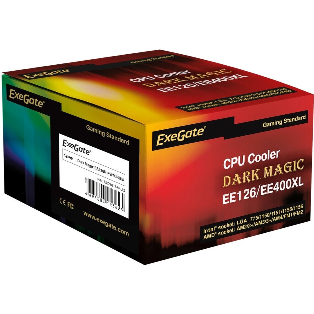 Кулер для процессора ExeGate Dark Magic EE400XL-PWM.ARGB серебристый, 120 мм, алюминий/медь, 2400 об