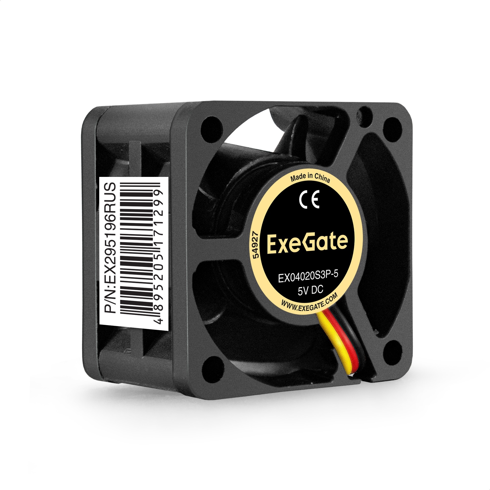 Вентилятор для корпуса ExeGate EX04020S2P-5 черный, 40 мм, 5000 об/мин, 22 дБ, 3 pin