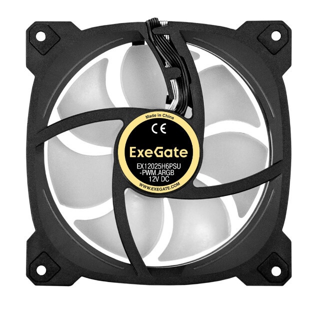 Вентилятор для корпуса ExeGate EX12025H6PSU-PWM.ARGB черный, 120 мм, 1200 об/мин, 33 дБ, 6 pin