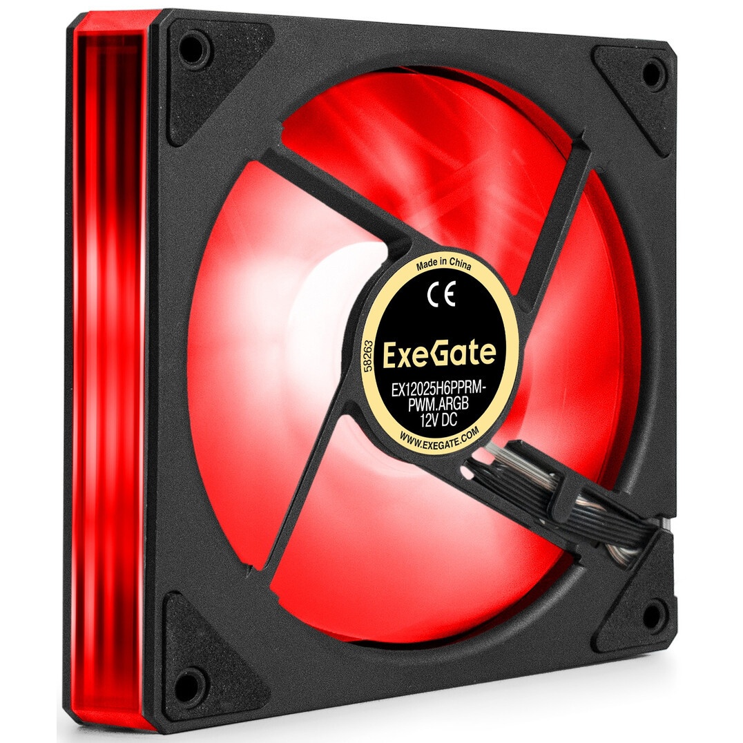 Вентилятор для корпуса ExeGate EX12025H6PSU-PWM.ARGB черный, 120 мм, 1200 об/мин, 33 дБ, 6 pin